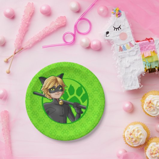 Cat Noir Green Badge Papieren Bordje (Feest)