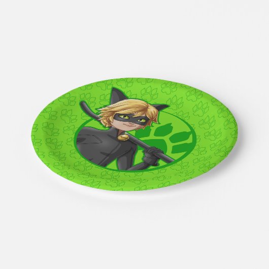 Cat Noir Green Badge Papieren Bordje (Gekanteld)