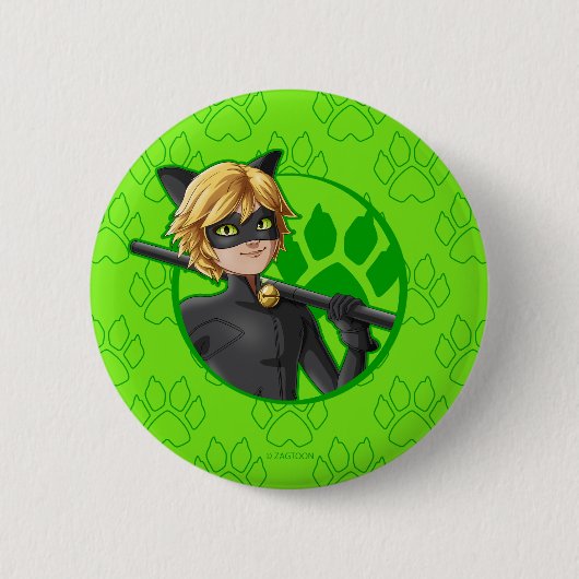Cat Noir Green Badge Ronde Button 5,7 Cm (Voorkant)