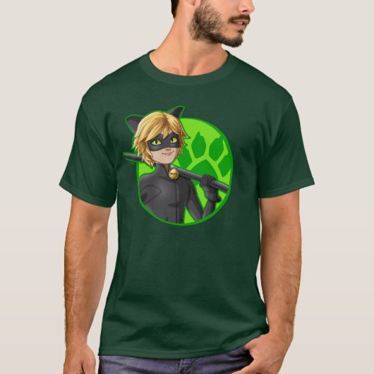 Cat Noir Green Badge T-shirt (Voorkant)