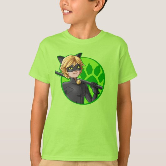 Cat Noir Green Badge T-shirt (Voorkant)