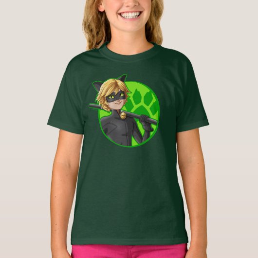 Cat Noir Green Badge T-shirt (Voorkant)
