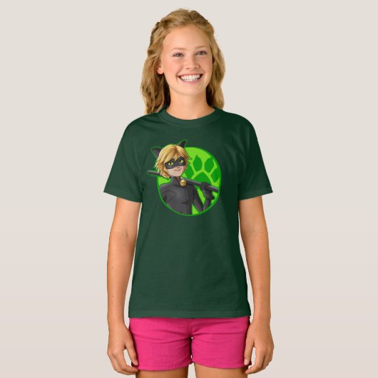 Cat Noir Green Badge T-shirt (Voorkant volledig)
