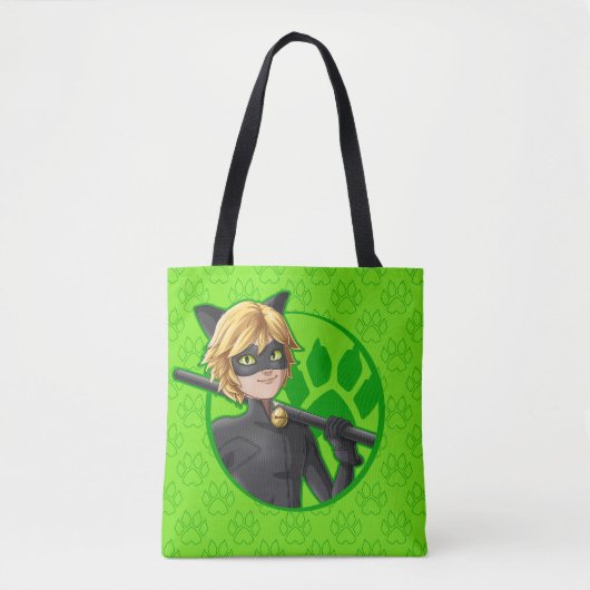 Cat Noir Green Badge Tote Bag (Voorkant)