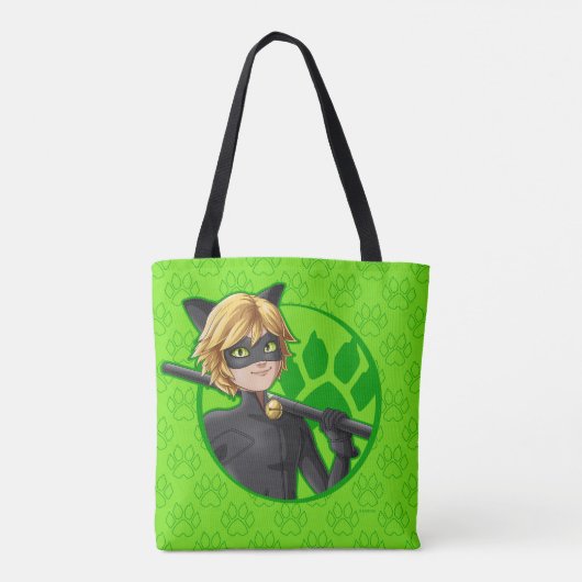 Cat Noir Green Badge Tote Bag (Achterkant)