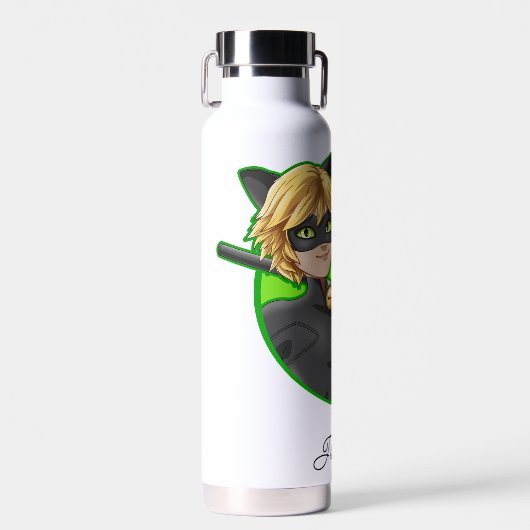 Cat Noir Green Badge Waterfles (Voorkant)