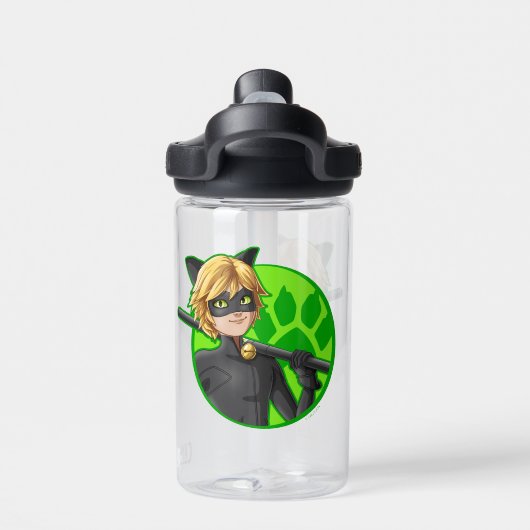 Cat Noir Green Badge Waterfles (Achterkant)