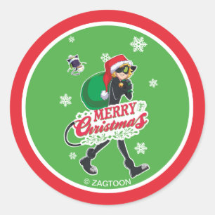 Cat Noir Vrolijk kerstfeest Ronde Sticker