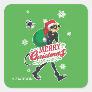 Cat Noir   Vrolijk kerstfeest Vierkante Sticker