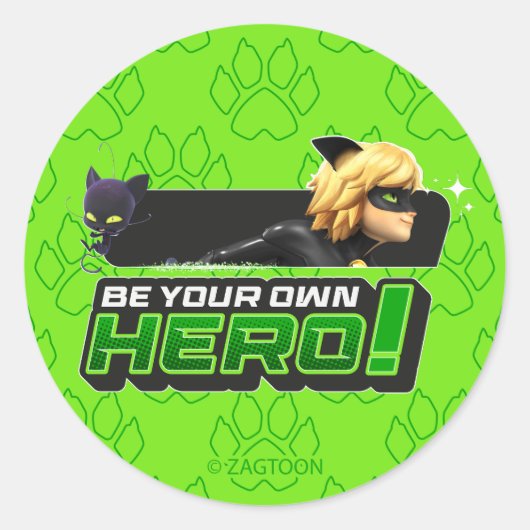 Cat Noir | Wees je eigen held Ronde Sticker (Voorkant)