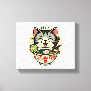 Cat Noodle Japanse Anime ga Kawaii Cat Canvas Afdruk