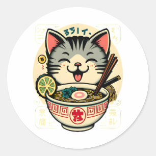 Cat Noodle Japanse Anime ga Kawaii Cat Ronde Sticker
