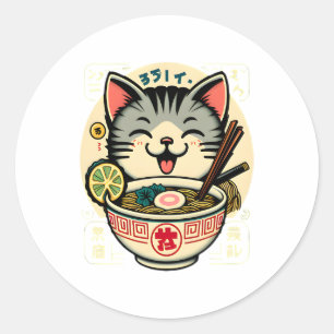 Cat Noodle Japanse Anime ga Kawaii Cat Ronde Sticker