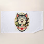 Cat Noodle Japanse Anime ga Kawaii Cat Strandlaken (Voorkant)