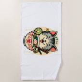 Cat Noodle Japanse Anime ga Kawaii Cat Strandlaken (Voorkant)