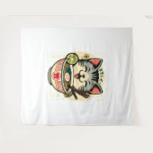 Cat Noodle Japanse Anime ga Kawaii Cat Wandkleed (Voorkant (horizontaal))