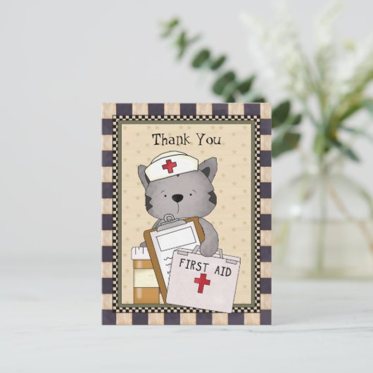 Cat Nurse Bedankt Briefkaart (Staand voorkant)