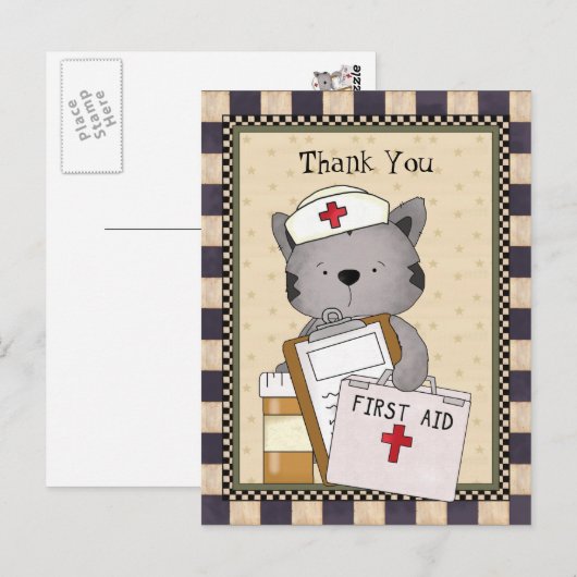 Cat Nurse Bedankt Briefkaart (Voorkant / Achterkant)