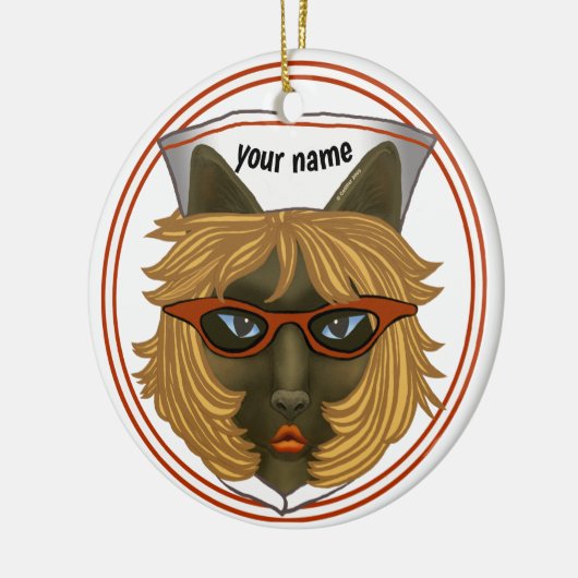Cat Nurse Keramisch Ornament (Links)