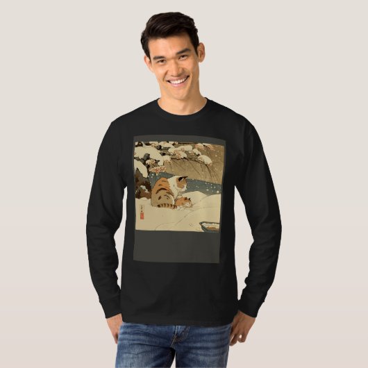Cat Nursing Snow T-shirt (Voorkant volledig)