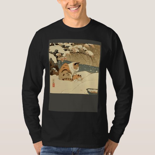 Cat Nursing Snow T-shirt (Voorkant)