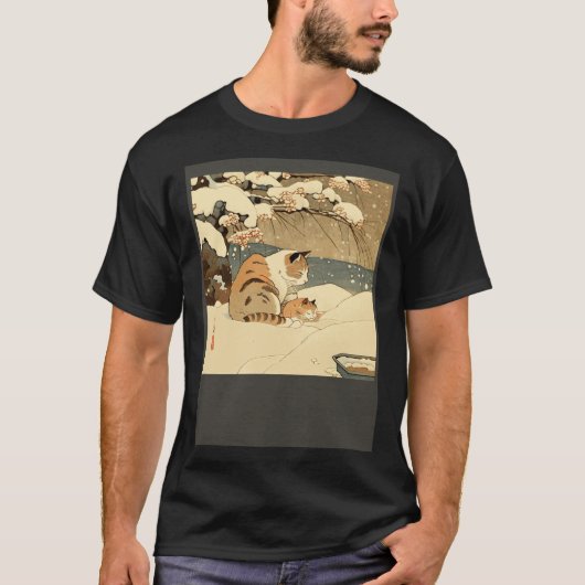 Cat Nursing Snow T-shirt (Voorkant)
