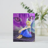 Cat Observes Fairy Briefkaart (Staand voorkant)