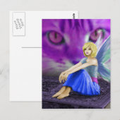 Cat Observes Fairy Briefkaart (Voorkant / Achterkant)
