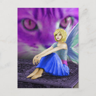 Cat Observes Fairy Briefkaart