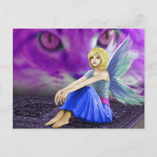 Cat Observes Fairy Briefkaart (Voorkant)