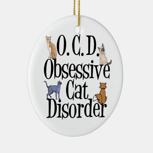 Cat Obsoned Keramisch Ornament (Rechts)