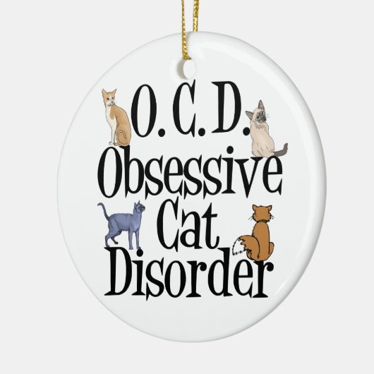 Cat Obsoned Keramisch Ornament (Links)