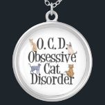 Cat Obsoned Zilver Vergulden Ketting<br><div class="desc">Ik heb obsessieve kattenstoornis. Ik ben OCD voor al mijn schattige katten. Een grappig cadeau voor iemand die gek is op kittens. Ik hou van katten,  ze zijn mijn obsessie.</div>