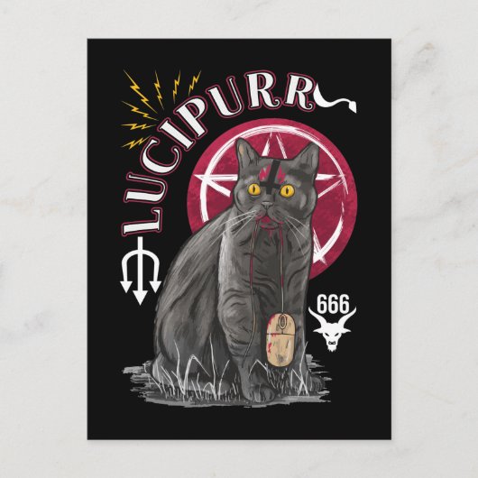 Cat Occult Kitten Gothic Animal Satan Briefkaart (Voorkant)