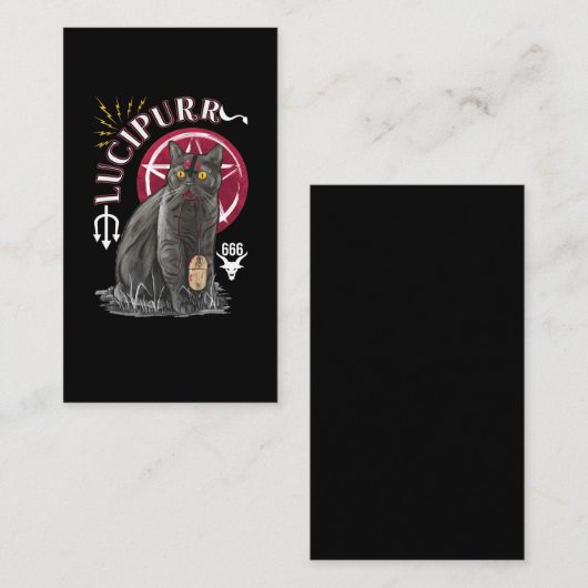 Cat Occult Kitten Gothic Animal Satan Visitekaartje (Voorkant / Achterkant)
