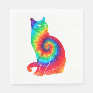 Cat Ocean Tie Dye Rainbow Hippie Servet