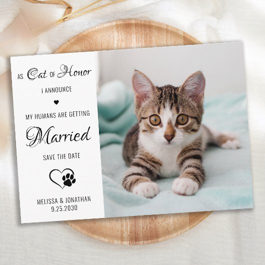 Cat of Honor Personalized Pet Photo Cat Wedding Save The Date