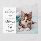 Cat of Honor Pet Wedding Photo Save the Date Aankondigingskaart (Voorkant)