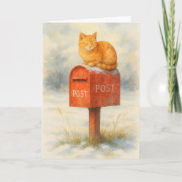 Cat on a mailbox Xmas card Feestdagen Kaart