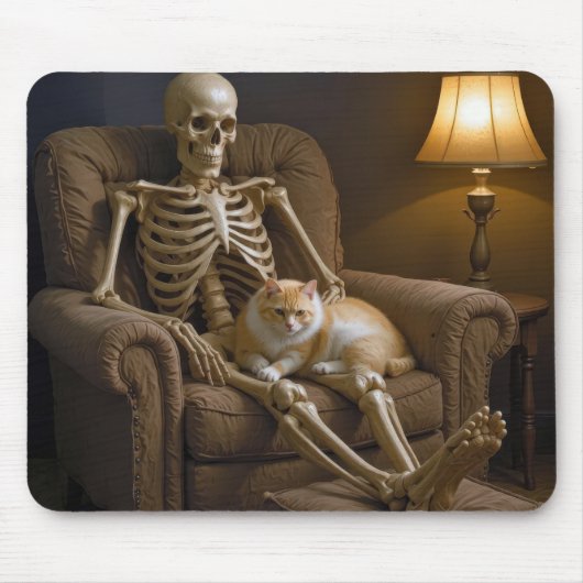 Cat On a Skeleton Lap Muismat (Voorkant)