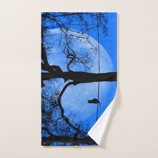 Cat on a Wire Blue Moon Bad Handdoek (Handdoek)