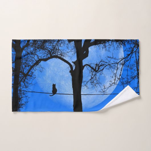 Cat on a Wire Blue Moon Bad Handdoek (Handdoek)