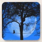 Cat on a Wire Blue Moon Bier Onderzetter (Voorkant)