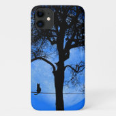 Cat on a Wire Blue Moon Case-Mate iPhone Case (Achterkant)