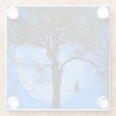 Cat on a Wire Blue Moon Glazen Onderzetter (Achterkant)