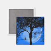 Cat on a Wire Blue Moon Magneet (Voorkant / Achterkant)