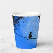 Cat on a Wire Blue Moon Papieren Bekers (Voorkant)