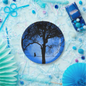 Cat on a Wire Blue Moon Papieren Bordje (Feest)