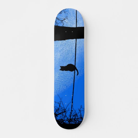 Cat on a Wire Blue Moon Persoonlijk Skateboard (Voorkant)