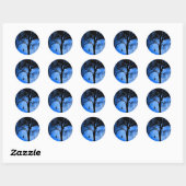 Cat on a Wire Blue Moon Ronde Sticker (Vel)